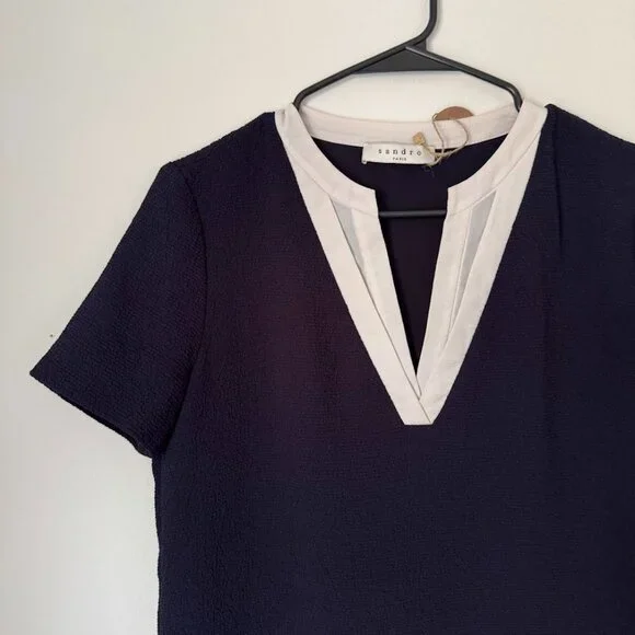 Sandro Paris Short Sleeve Crinkle Dress - Picture 2 of 7